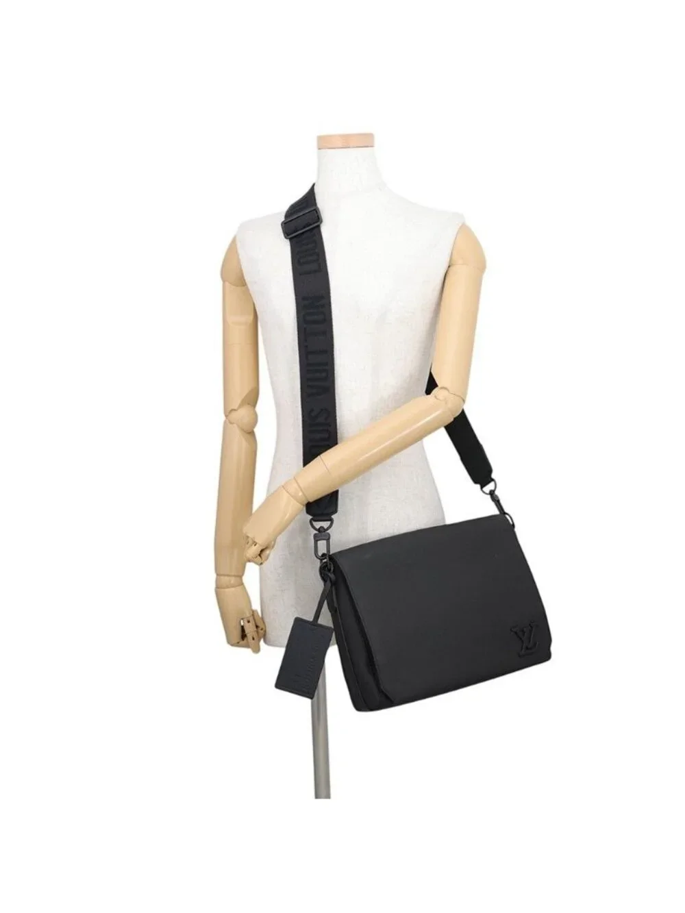 Louis Vuitton Shoulder Bag Gray Leather Takeoff Messenger Black
